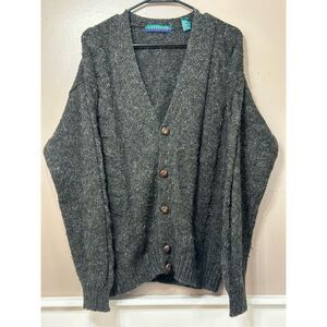 Claybrooke Outdoors Wool Blend Chunky Knit Button Up Grandpa Cardigan Women's M